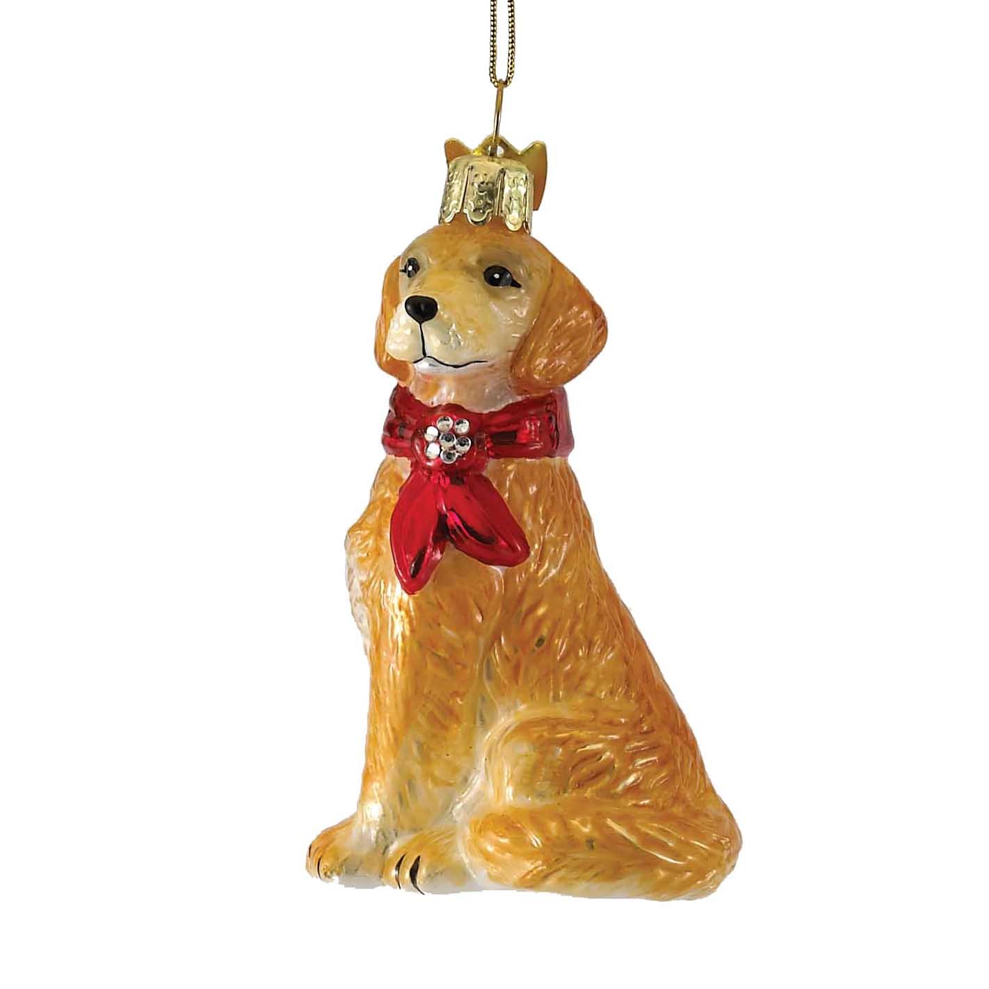 Noble Gems? Golden Retriever Glass Ornament, Christmas