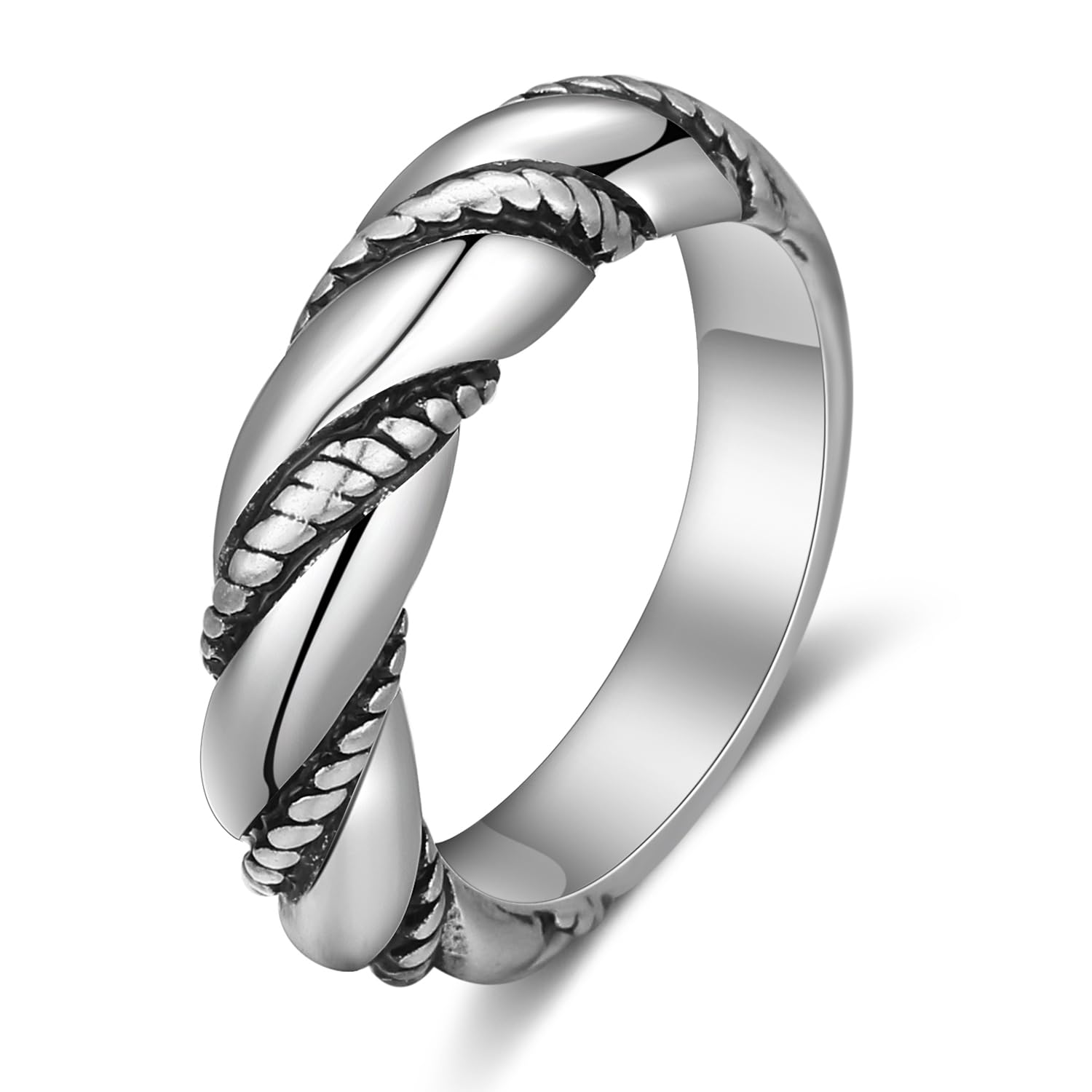 Aprilery Twisted Cable Rings for Women Fashion Vintage Silver Statement Band Rings Designer Inspired Dupes Jewelry for Women Gifts for Her