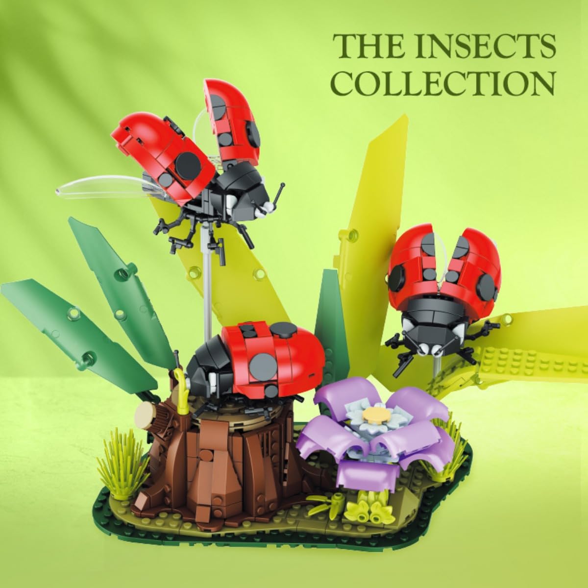 ladybug Flowers Building Block Set, 750 PCS Insect Collection Flower Bonsai Building Kit - Image 2