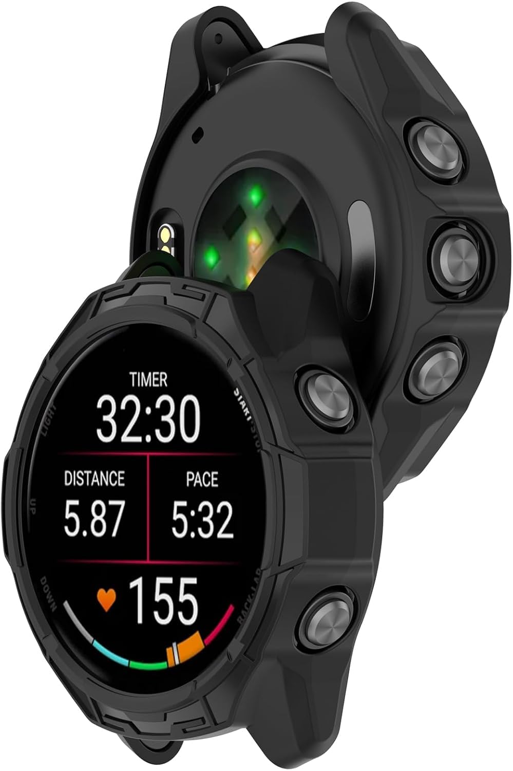 Etui do zegarka Garmin Forerunner 570 42 mm/47 mm, elastyczna osłona ekranu z tworzywa TPU, odporne na zarysowania (czarne, Garmin Forerunner 570 47 mm)