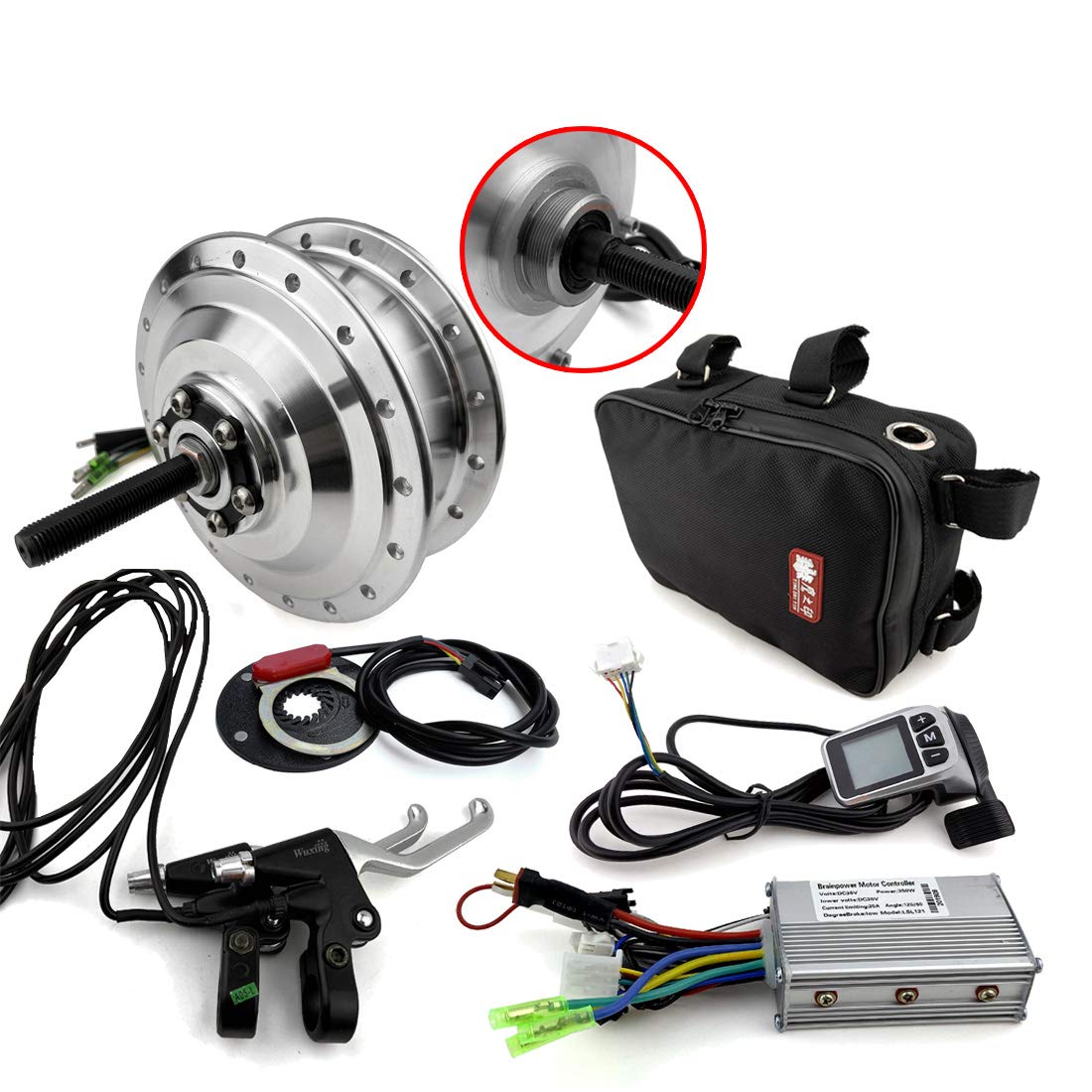 L-faster 24 V 36 V 250 W elektryczny rower tylne koło bezszczotkowy zestaw silnika piasty może używać Wuxing wyświetlacz LCD przepustnica kciukowa do pojedynczego roweru z wolnym biegiem (24 V 250 W)