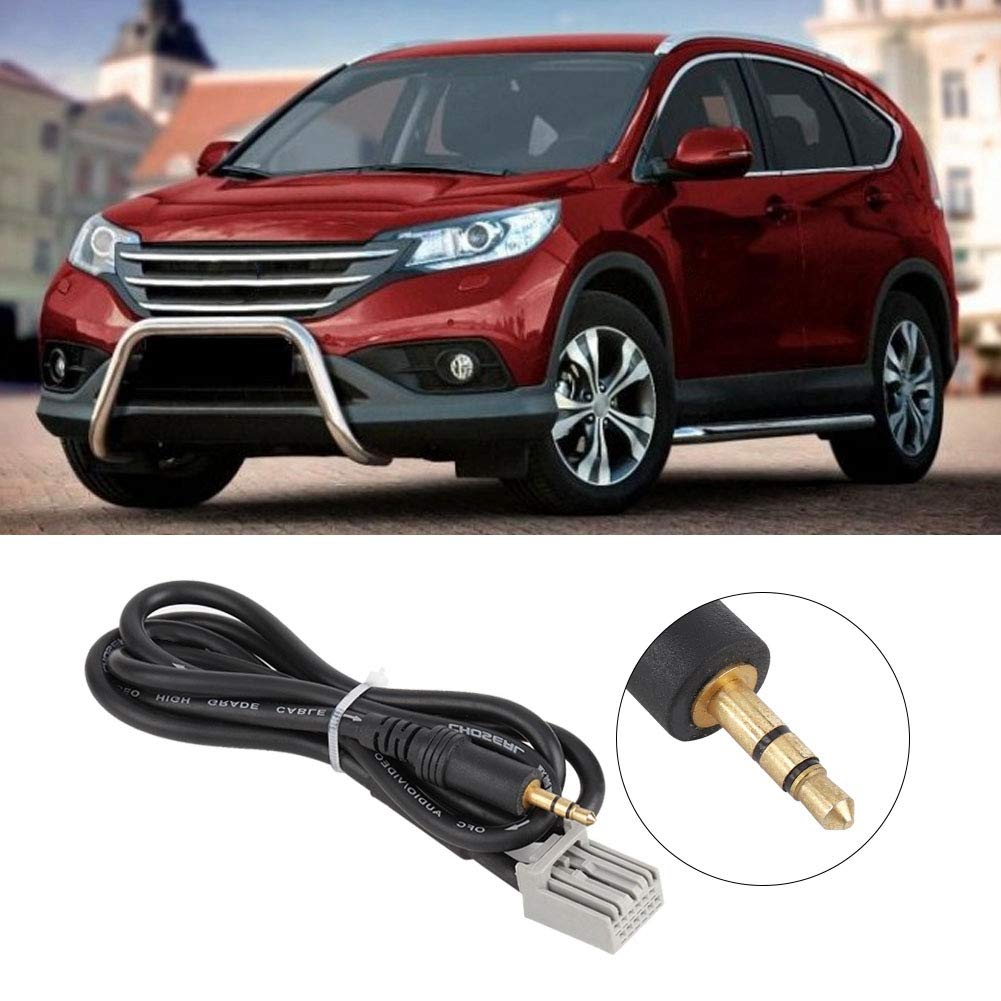 Aramox Audio Cable, 3.5mm Audio Car GPS Cable AUX Adapter ABS Black for 2006-2013 CRV Input Connector