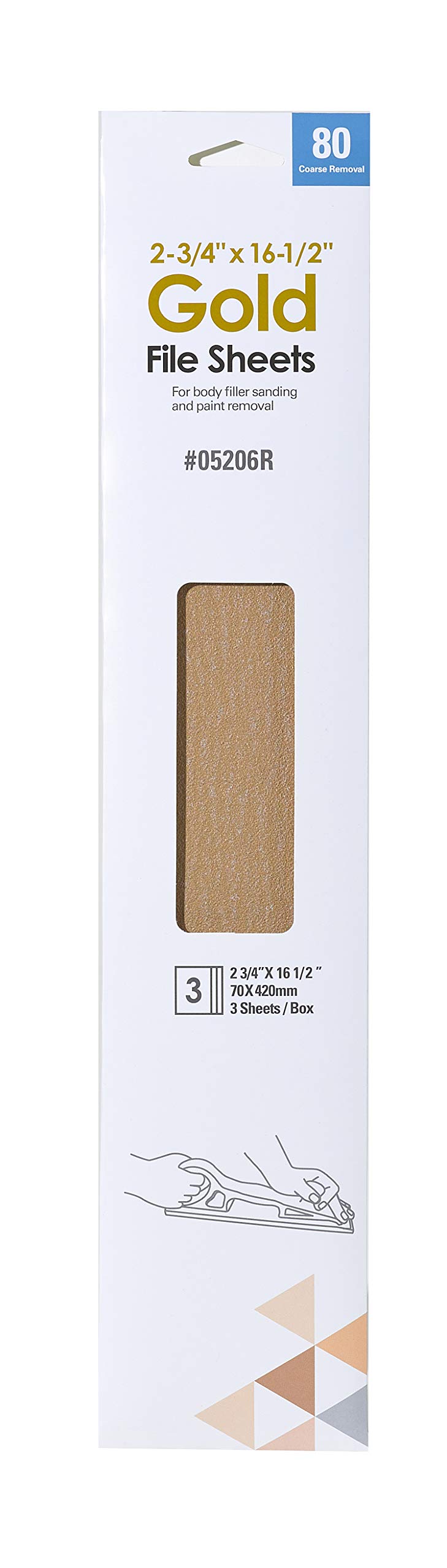 SunmightGold Retail Pack 2-3/4" x 16-1/2" 80G PSA File Sheet, 05206R, 3 Sheets