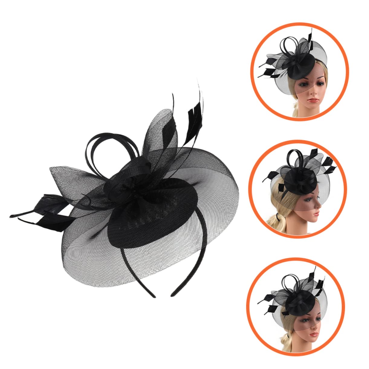 minkissy 3pezzi Fascinator Rete con Piume e Fiori Cappello Elegante per Cerimonie e Feste Accessorio da Sposa per Matrimoni e Tea Party Design Leggero e Confortevole