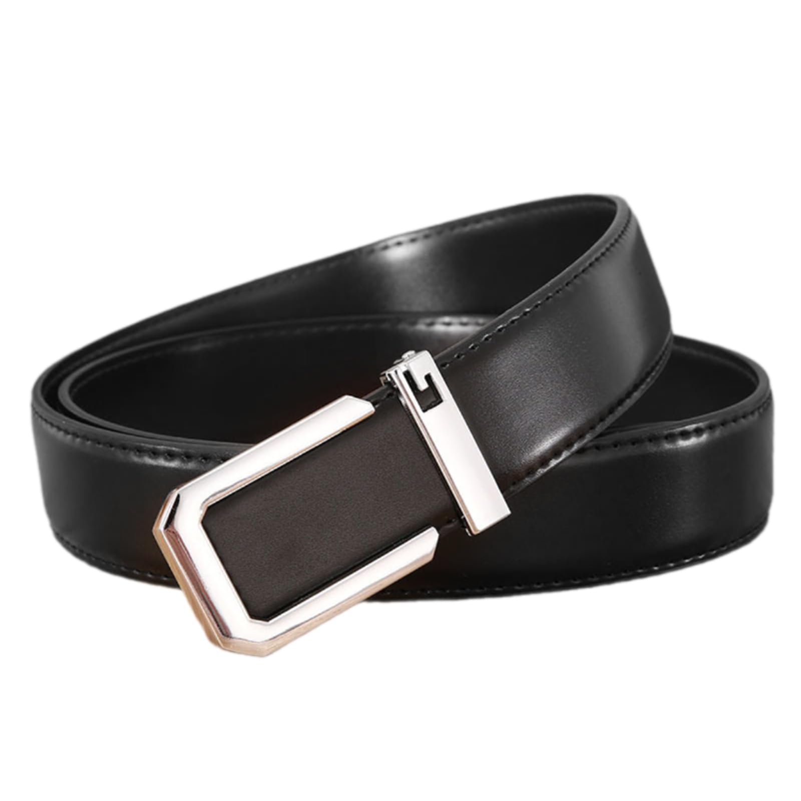 Ulijth Unisex Black Men's Waistband Fashion Leather Belt Metal Buckle Versatile Accessory For Various Occasions