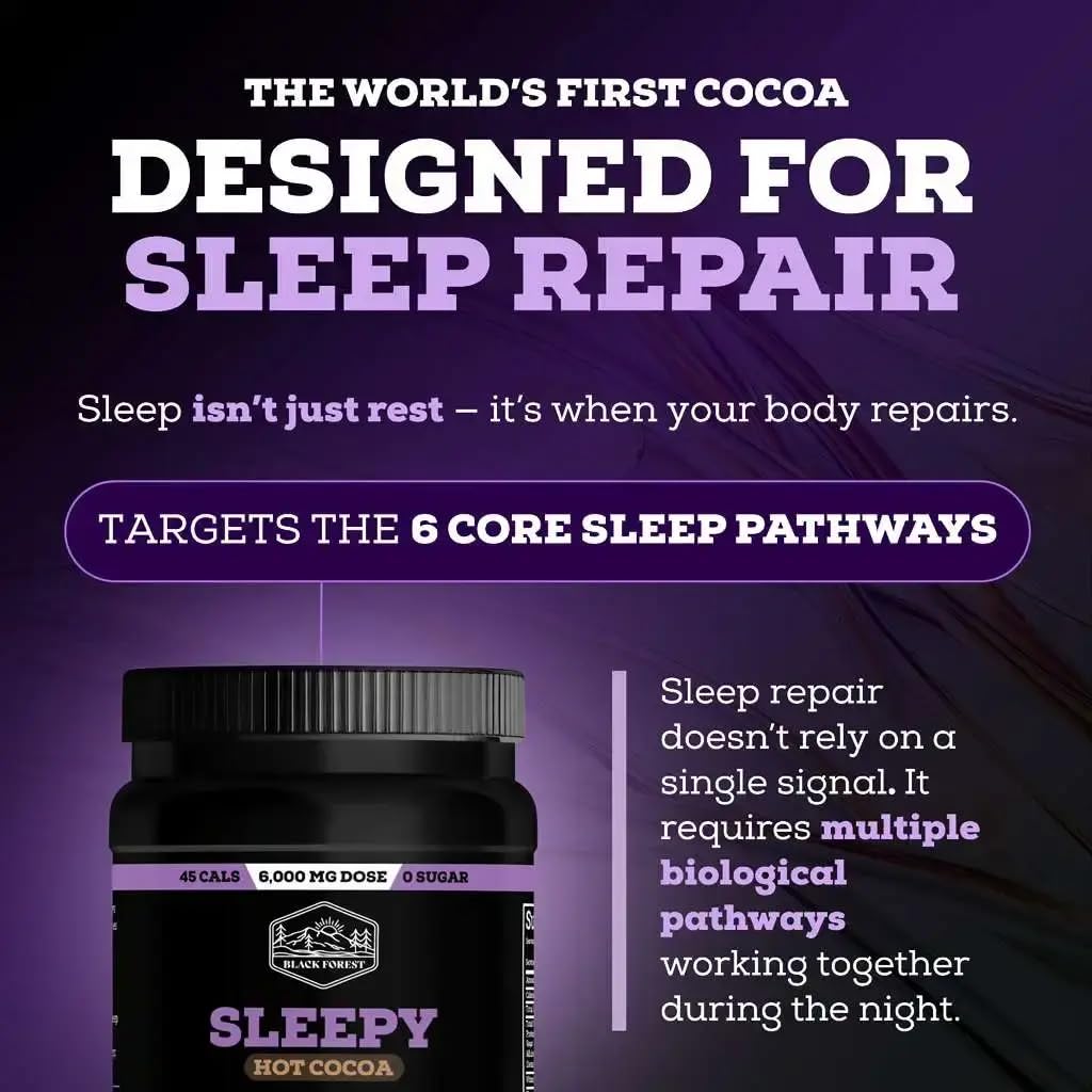 Black Forest Sleepy Hot Cocoa - Magnesium Hot Chocolate Sleepy Cocoa Sleep Powder for Adults with Melatonin & L-Theanine - Natural Sleep Drink Mix for Deep Sleep & Relaxation, Sleep Powder 22 Servings — Amazon image 2