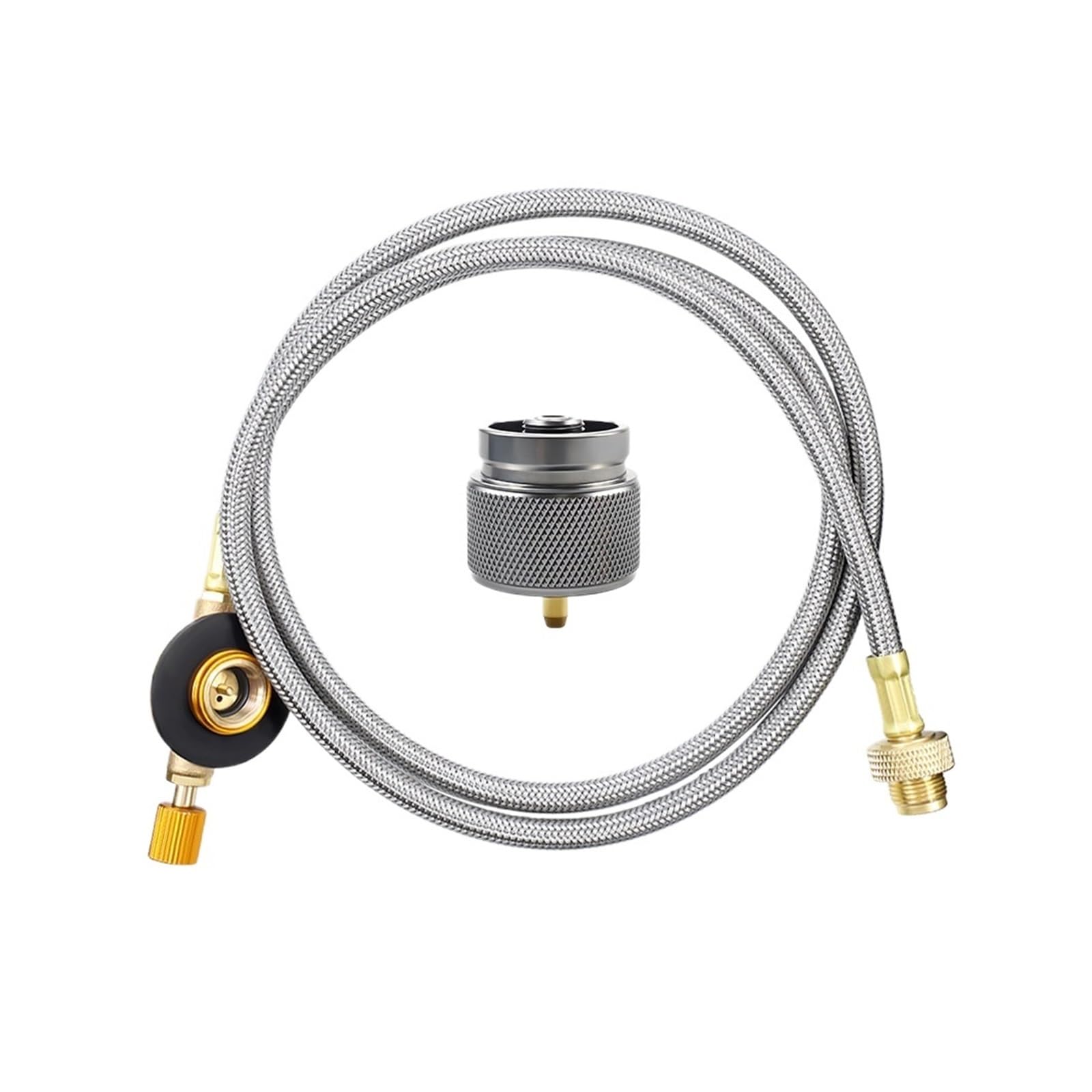 Tubo de conexión de gas Manguera trenzada de acer Tubo de extensión for estufa de camping al aire libre, conector de válvula de combustible(Adapter and Tube-A)
