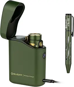 OLIGHT Baton4 Premium Edition EDC Flashlights 1300 Lumens with Type-C Charging Box Bundle with O'Pen Mini Ballpoint Pen, Replaceable EDC Black Ink Pens by Bolt Action