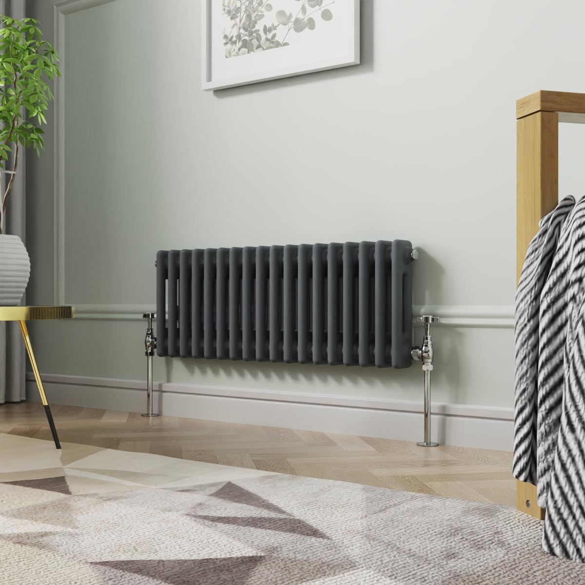 NRG 300 x 830mm Anthracite Horizontal Cast Iron Radiator Double Panel