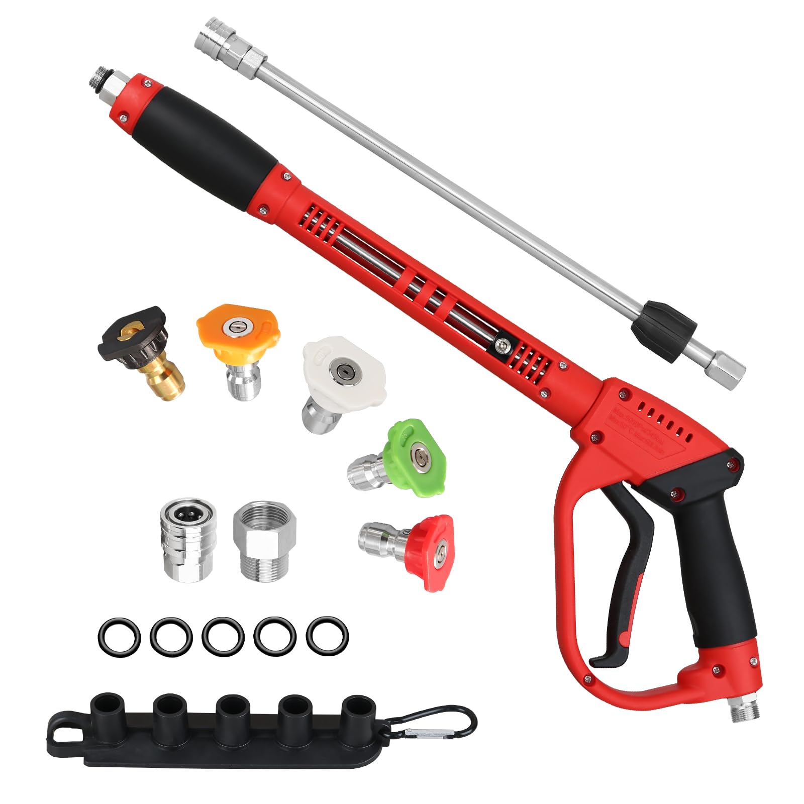 Photo 1 of CHAVOR Pressure Washer Gun with Extension Replacement Wand, Power Washer Gun, M22 Fitting, 5 Nozzle Tips, 5000 PSI, 37 Inch