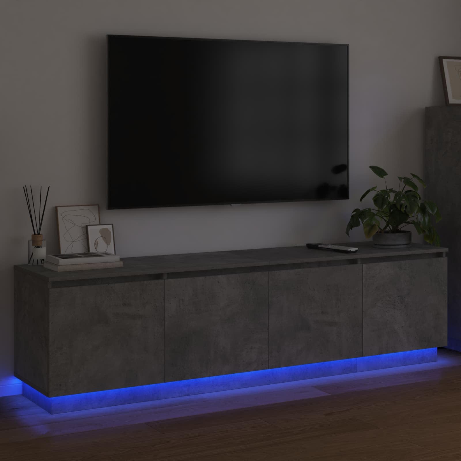 Madera Resistente Con Iluminación LED Estilo Moderno Gris 180x38x49cm
