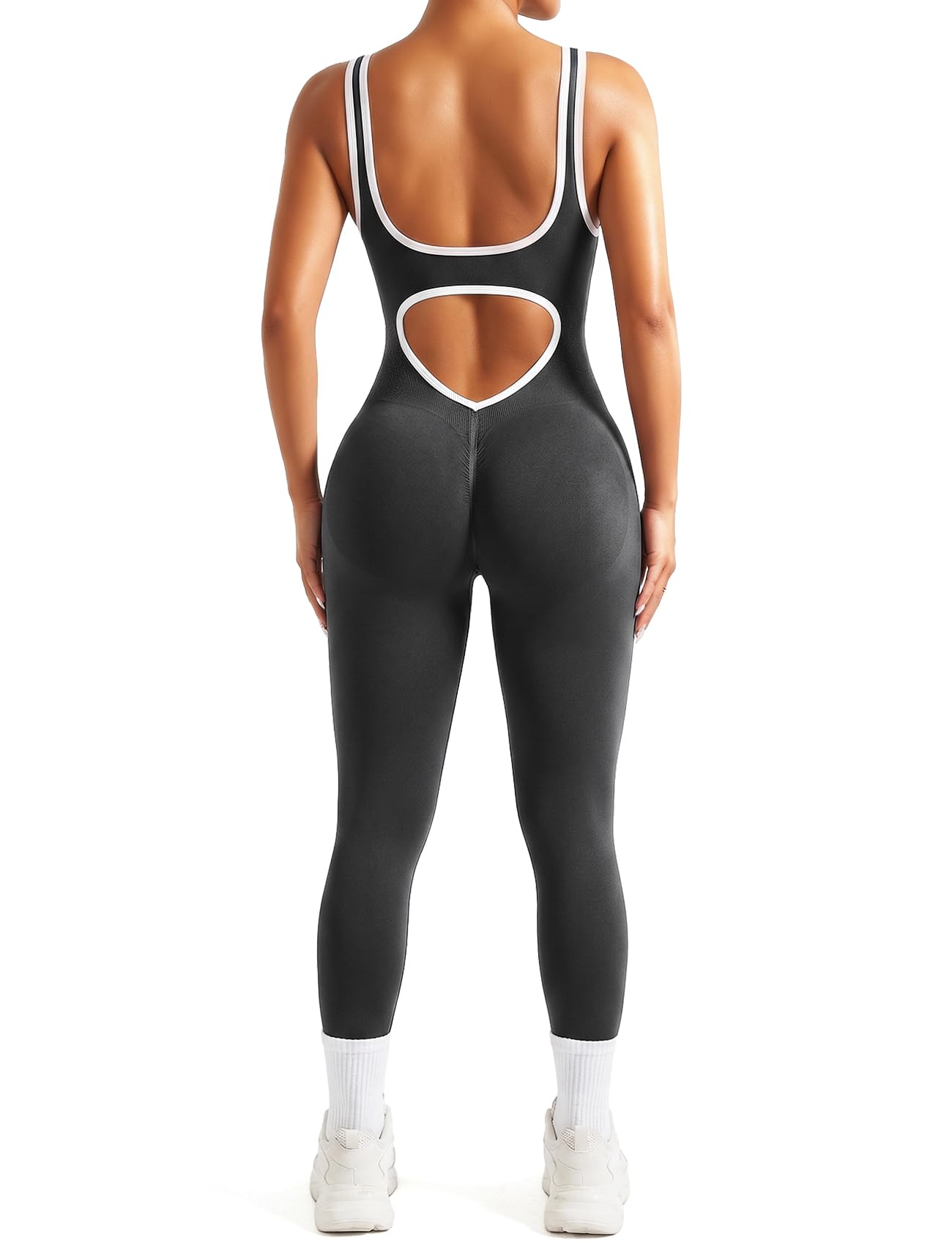 STARBILD Combinaison de Sport Femme Dos Nu, Jumpsuit sans Coutures Push Up, Justaucorps Moulant sans Manches, Tenue Une Pièce pour Fitness Yoga Gym Loisirs
