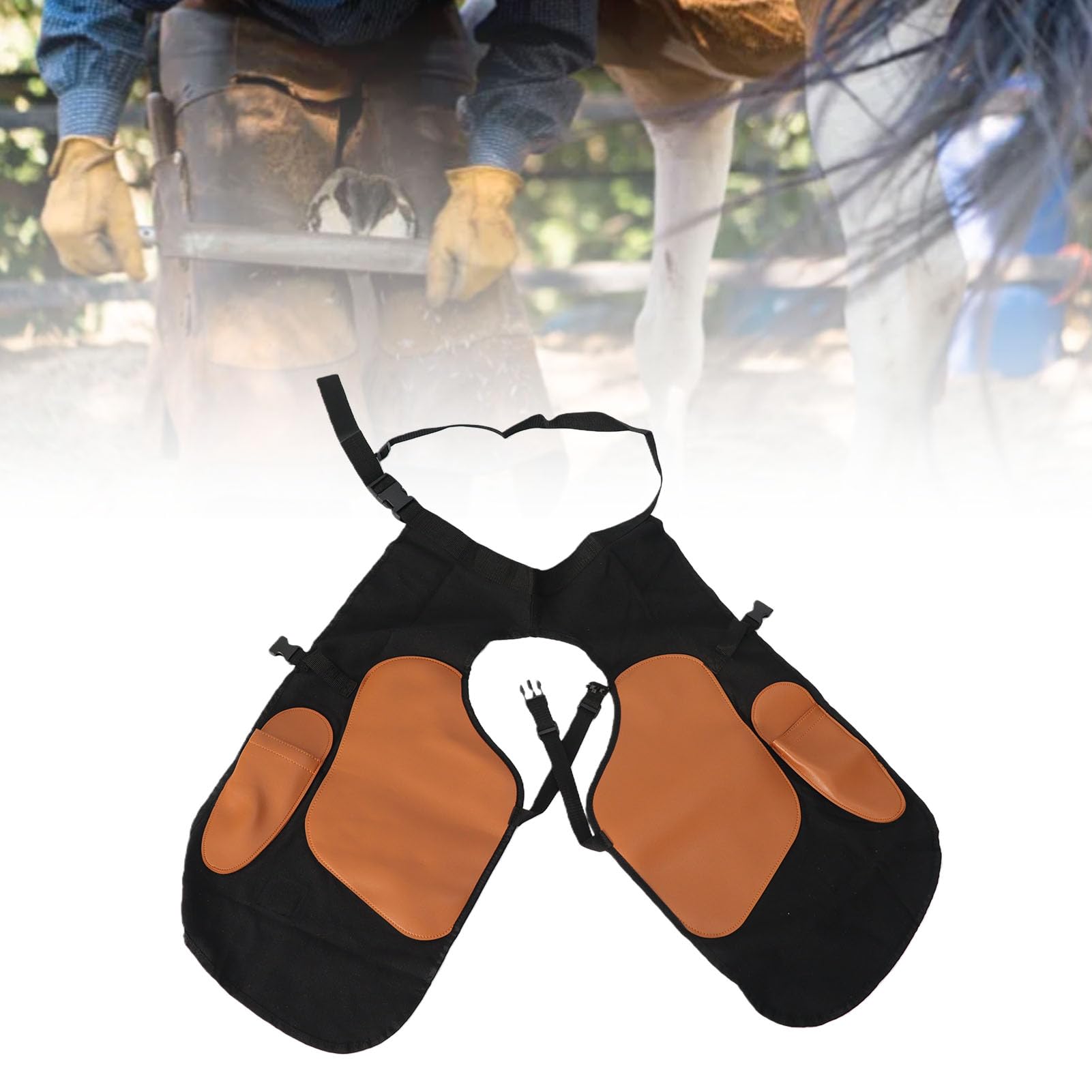 Dpofirs Grembiule da Maniscalco, Grembiule da Maniscalco Equino con Cinghie Regolabili per Le Gambe, Magneti Potenti, Anelli per Martello e Tasche Multiple per Lavori di Rifinitura degli Zoccoli a