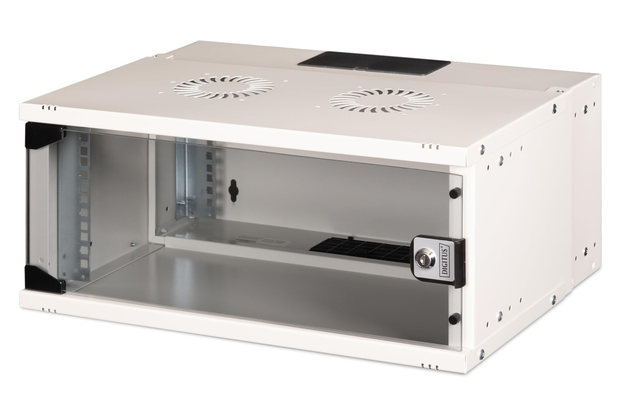 DIGITUS network cabinet - 19-inch rack 4 U - Unassembled - Wall mounting - 400 mm depth - 319,25 mm usable depth - Load capacity 60 kg - Glass door - SOHO Pro Series - Grey