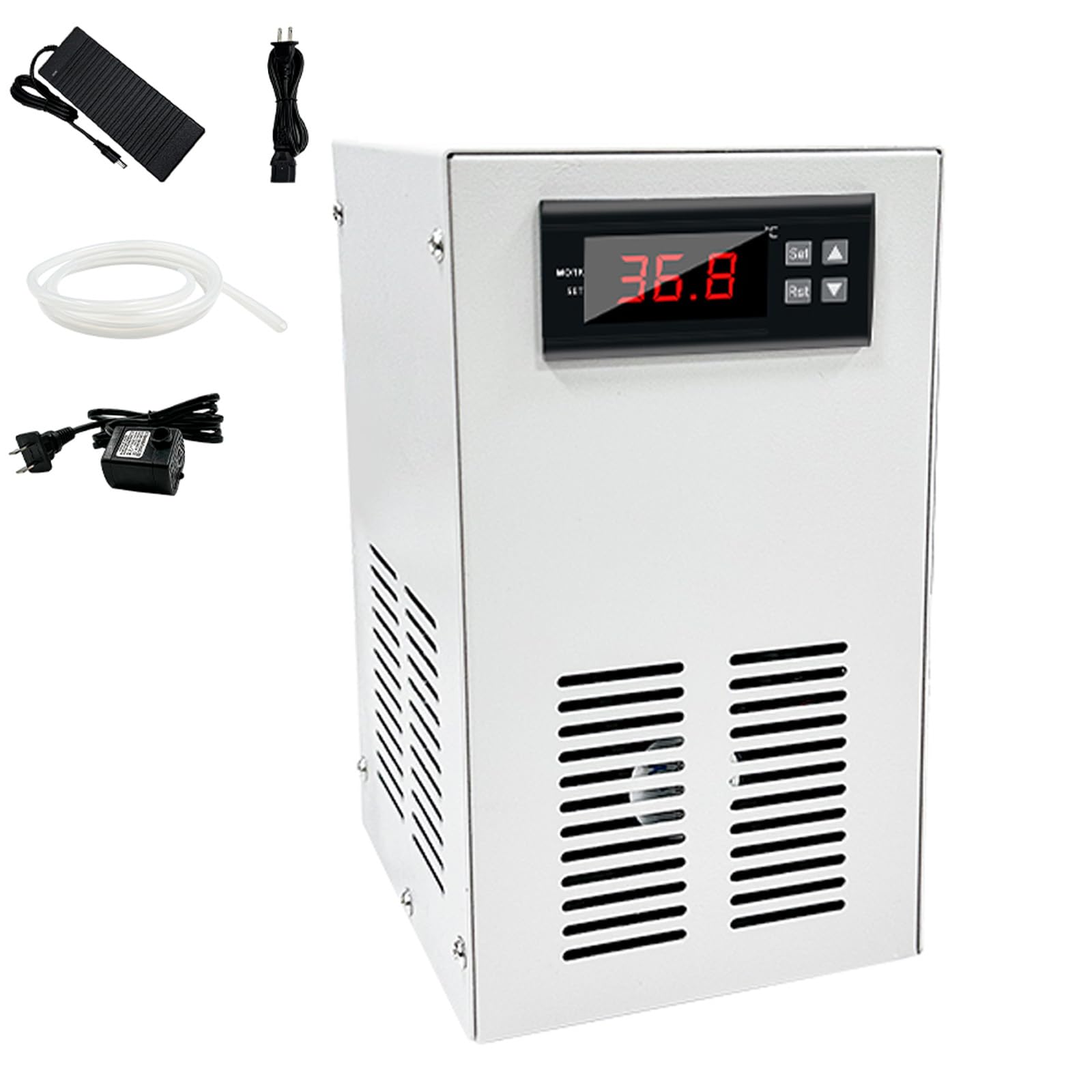 Enfriador Y Calentador De Agua para Acuario De 35l, Sistema De Enfriamiento Y Calentamiento para Pecera con Temperatura Constante, con Ajuste De Temperatura, Bomba De 5 W Y Tubo De 2 M, para Peces Y