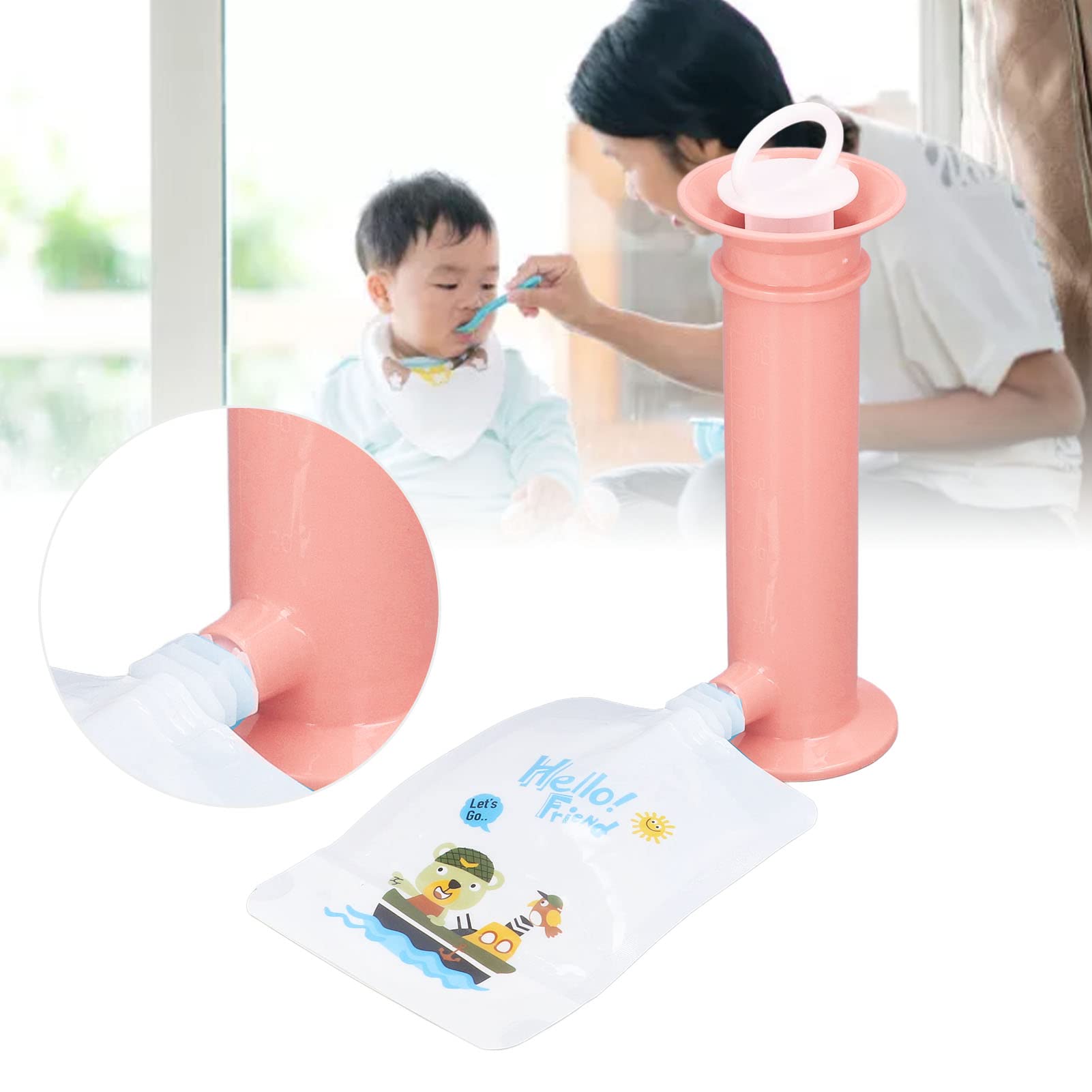 Food Grade 7pcs Set Baby Food Pouch Maker Reusable Pure Color Pouches Toddler for Kids ()