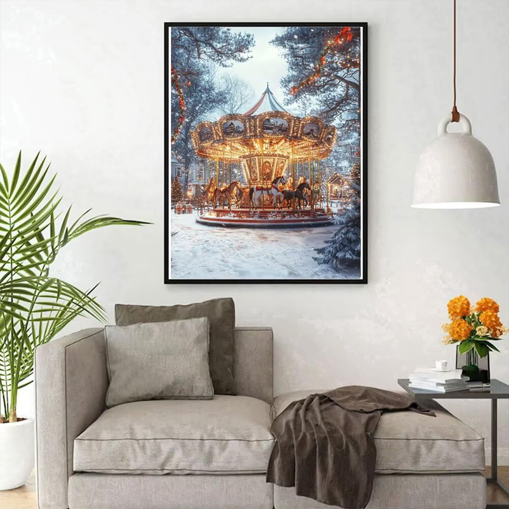 Zestawy do malowania diamentowego DIY, śnieżna karuzela okrągłe, pełne wiertło, 5D, kreatywne zestawy rzemieślnicze, mozaika, rękodzieło, malarstwo, dla początkujących, wyposażenie domu, dekoracja