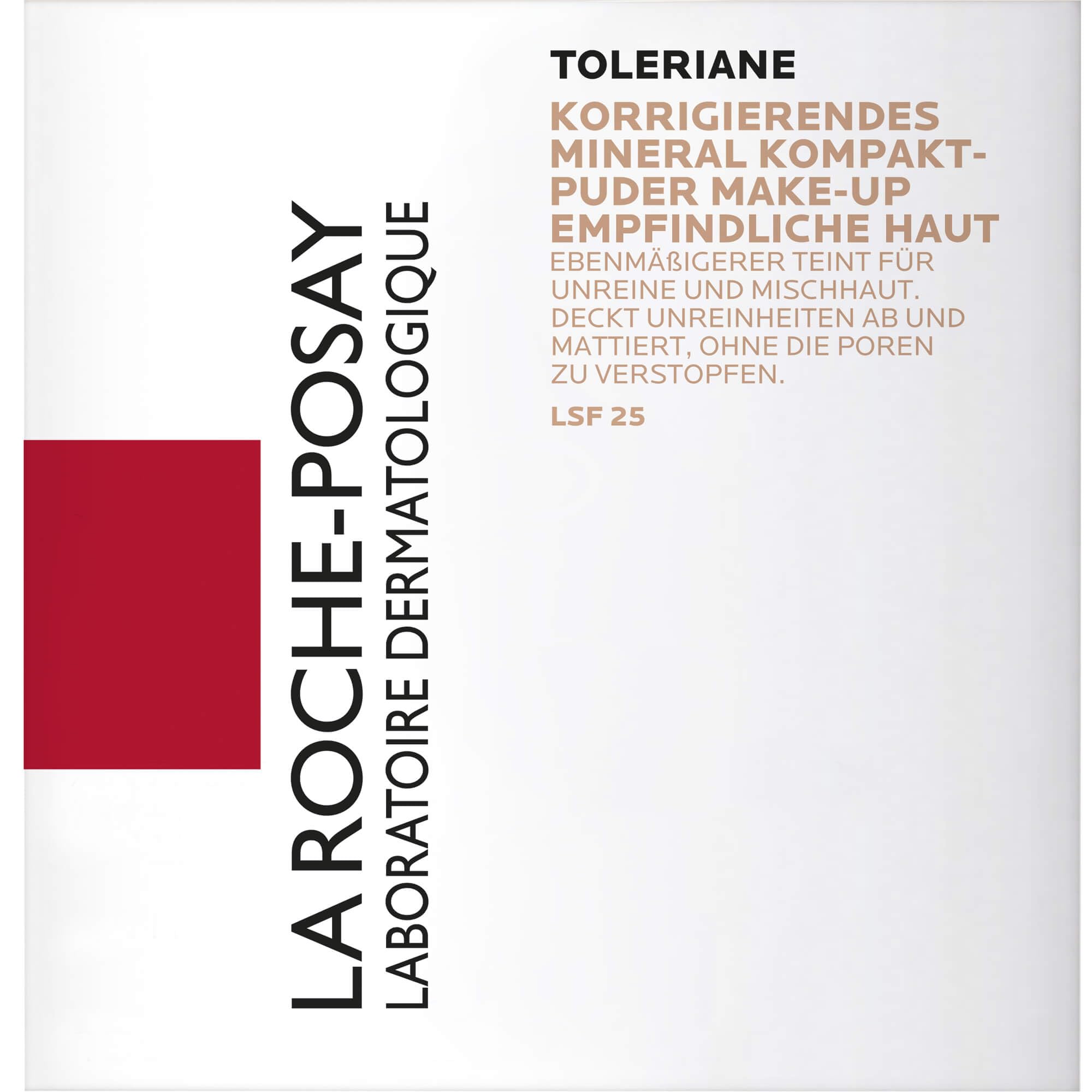 La Roche-Posay Toleriane Mineral Kompakt-Puder, Make-up für empfindliche Haut, Formel mit mattierenden Pigmenten und Perlit, Mittlere Deckkraft mit LSF 25, Farbe: Beige Sable Nr. 13, 9 g