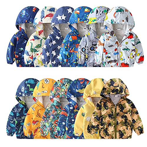 Toddler Boys Windbreaker Long Sleeve Fall Coat Thin Jacket Casual Zip Hooded Jacket (Yellow, 2-3 Years)2