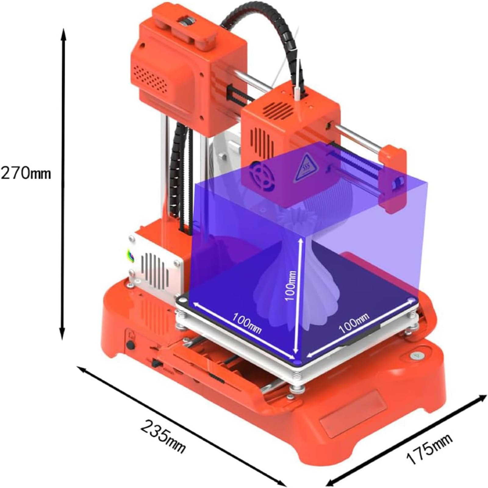Stampante 3D, mini stampante 3D da tavolo, stampa con un solo pulsante senza necessità di livellamento, velocità massima 40 mm/s, adatta a principianti, bambini e per scopi didattici.(Black)