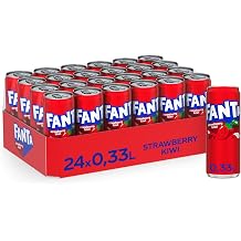 Fanta Strawberry & Kiwi - Blend of Strawberry Flavor and Exotic Kiwi Aroma - Sparkling Soft Drink in Disposable Tins 24 x 330 ml