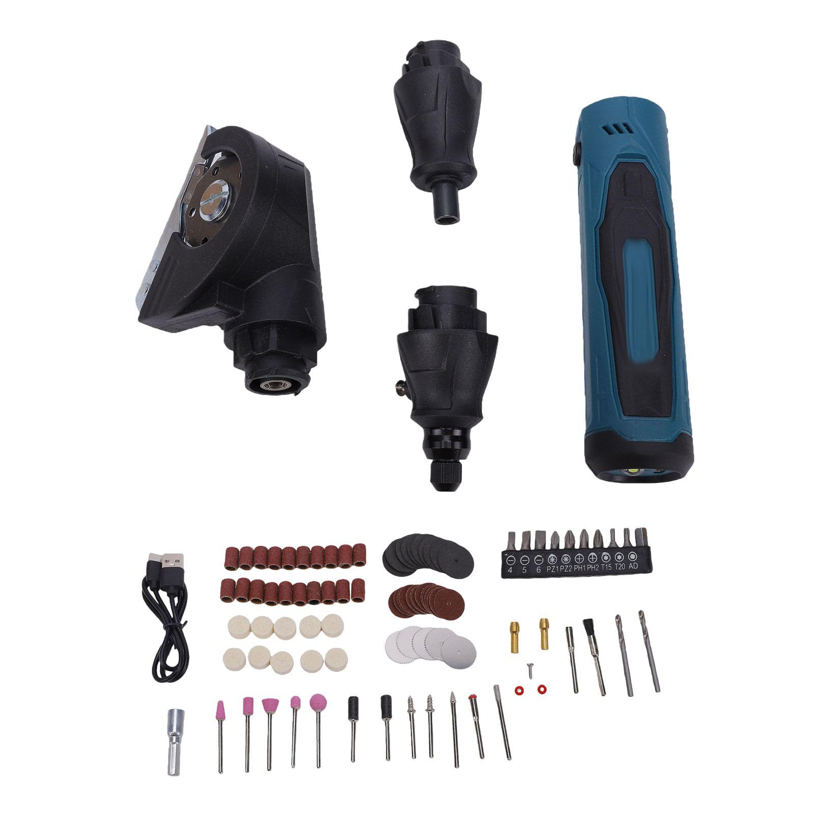 FTVOGUE Kit Utensile Rotativo Senza Fili, Set Multifunzione 4 in 1 per | Testine Intercambiabili, 5 velocità Fino a 19.000 Giri/min, Batteria 2000 MAh con Ricarica Type-C, Ideale per Bricolage e