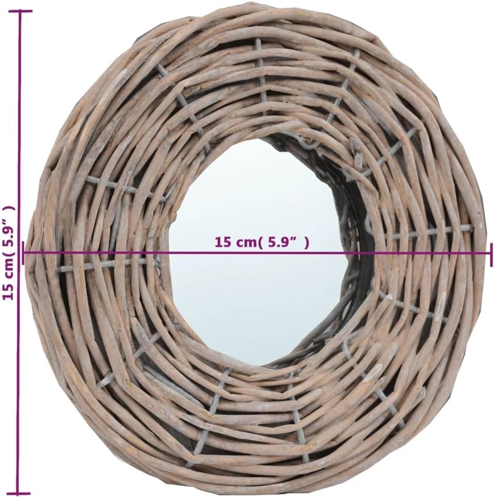 vidaXL Mirror, Wall Mirror, Bathroom Mirror, Decorative Mirror, Hall Mirror for Bedroom Living Room Dressing Room Entryway Hallway, Wicker Frame