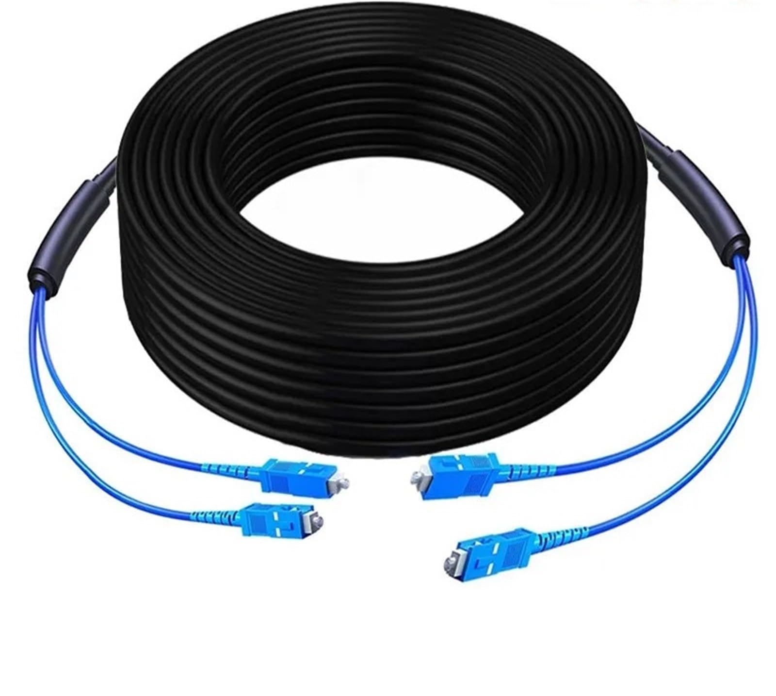 Câble optique blindé SC UPC d'extérieur, monomode 2C, 4 cœurs, 6C, 8 cœurs, 12 cœurs, extérieur dur non doux, câble à fibre optique 200 m (6 conducteurs 6SC-4SC)