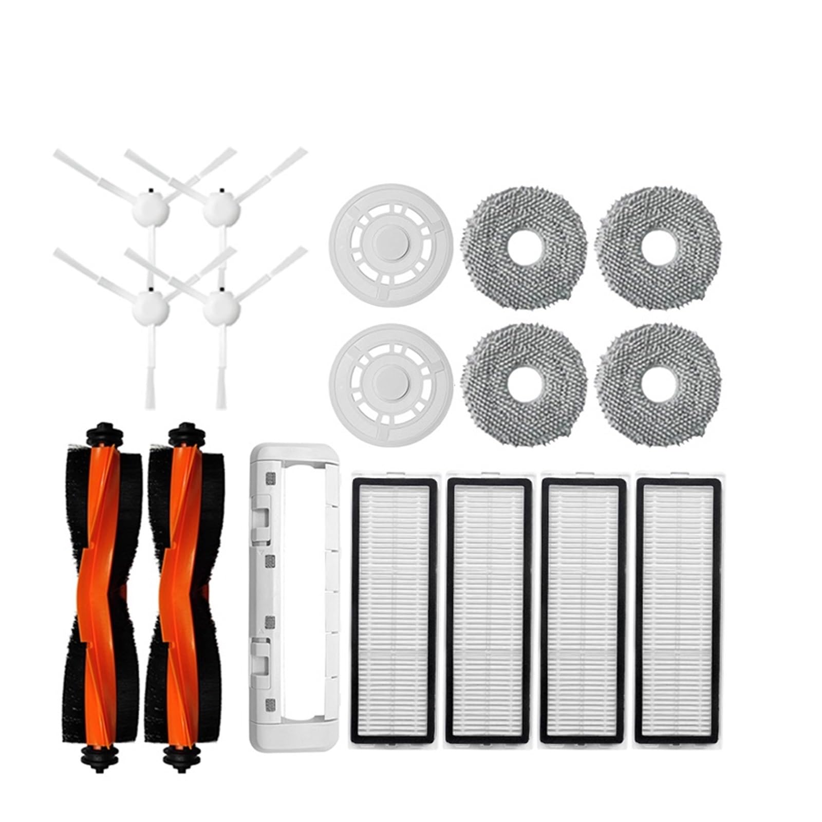 Kicici Compatible With Xiaomi Mijia Robot Vacuum Mop 3S B108CN Vacuum Cleaner Parts Main Side Brush Hepa Filter Mop Pad Replacement Accessories(17pcs)