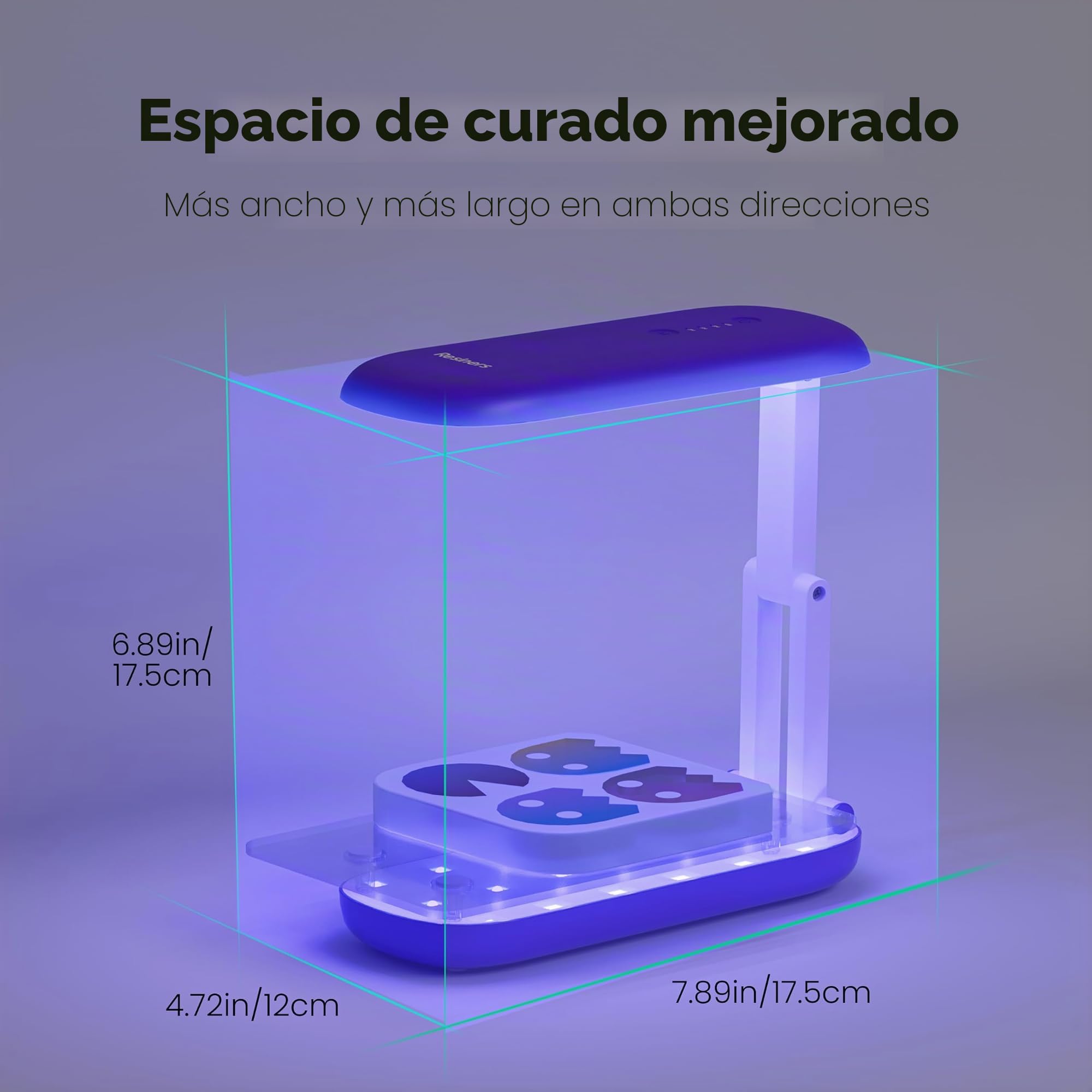 Resiners Lámpara UV para resina, lámpara UV de doble cara para resina, lámpara UV plegable, linterna negra ultravioleta LED inalámbrica y recargable, suministros y herramientas, púrpura