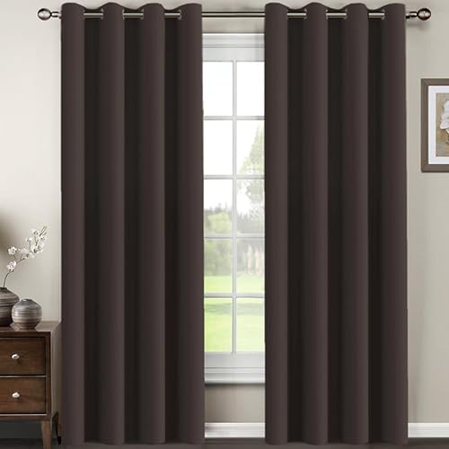 H.VERSAILTEX - Cortinas blackout cortinas con aislamiento térmico para dormitorios y salas de estar, 1 panel, 84pulgadas de largo, color café