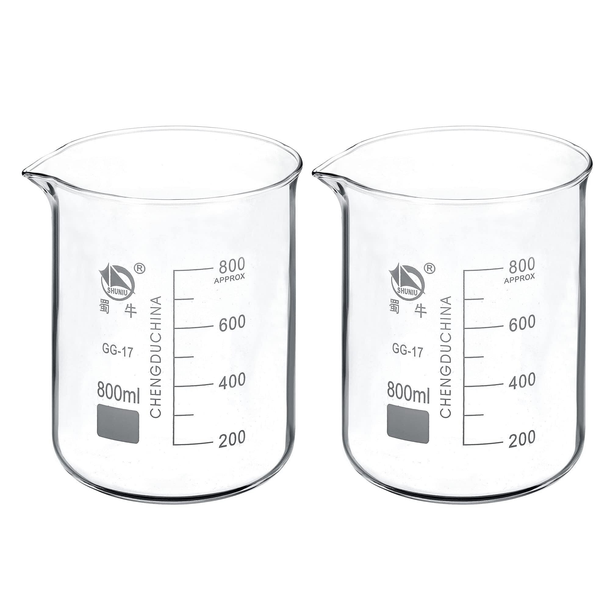 Zlewka laboratoryjna, Zlewka ze szkła borokrzemowego 800 ml, niska forma, wylewka skalą, 2 opakowania ciepła(800ml)