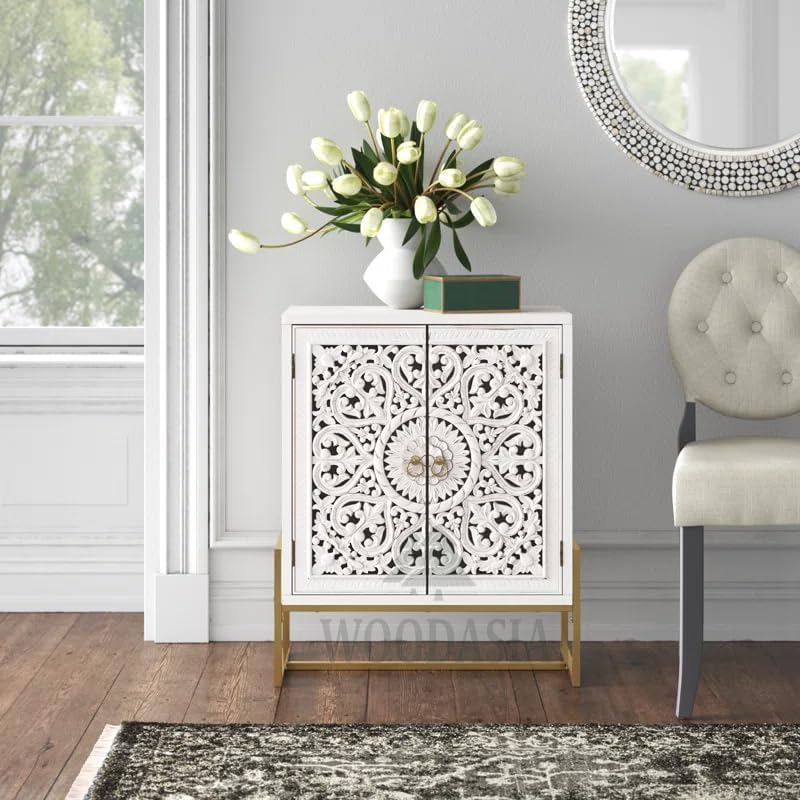 WOOD WHEEL MDF Wood Cabinets and Sideboards | Compact Wooden Buffet Cabinet with Two Drawers and Two Doors for Kitchen Simms Accent Cabinet for The Living Room-image-44