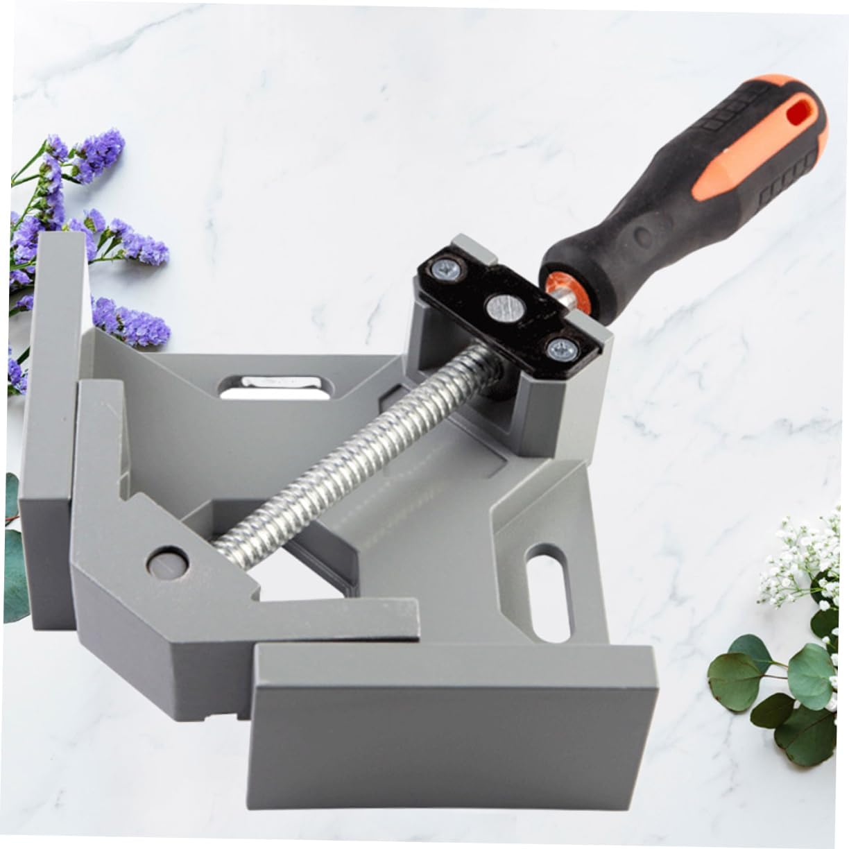 Vaguelly Multi-function Right Angle Clamp for Woodworking Corner Fixation Tool with Anti-skid Handle for Framing Welding and Furniture Installation Grey