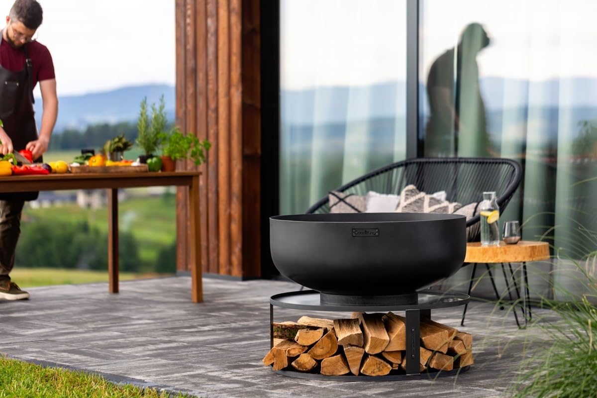 Feuerschale Palermo XXL Ø 80 cm Feuerstelle für den Garten Grillschale Feuerkorb aus Naturstahl CookKing