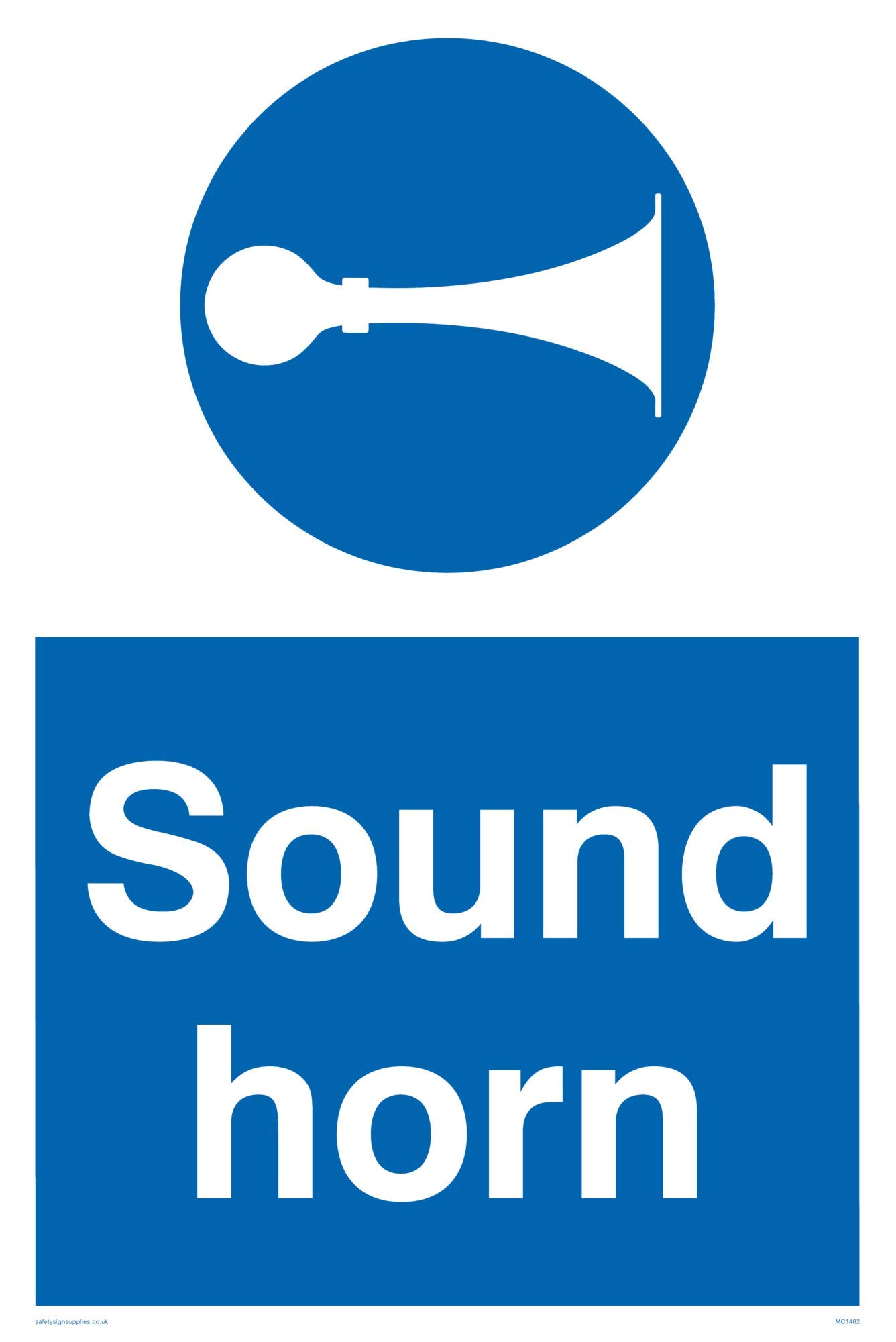 Viking Signs MC1482-A4P-V"Sound Horn" Sign, Vinyl, 300 mm H x 200 mm W,White