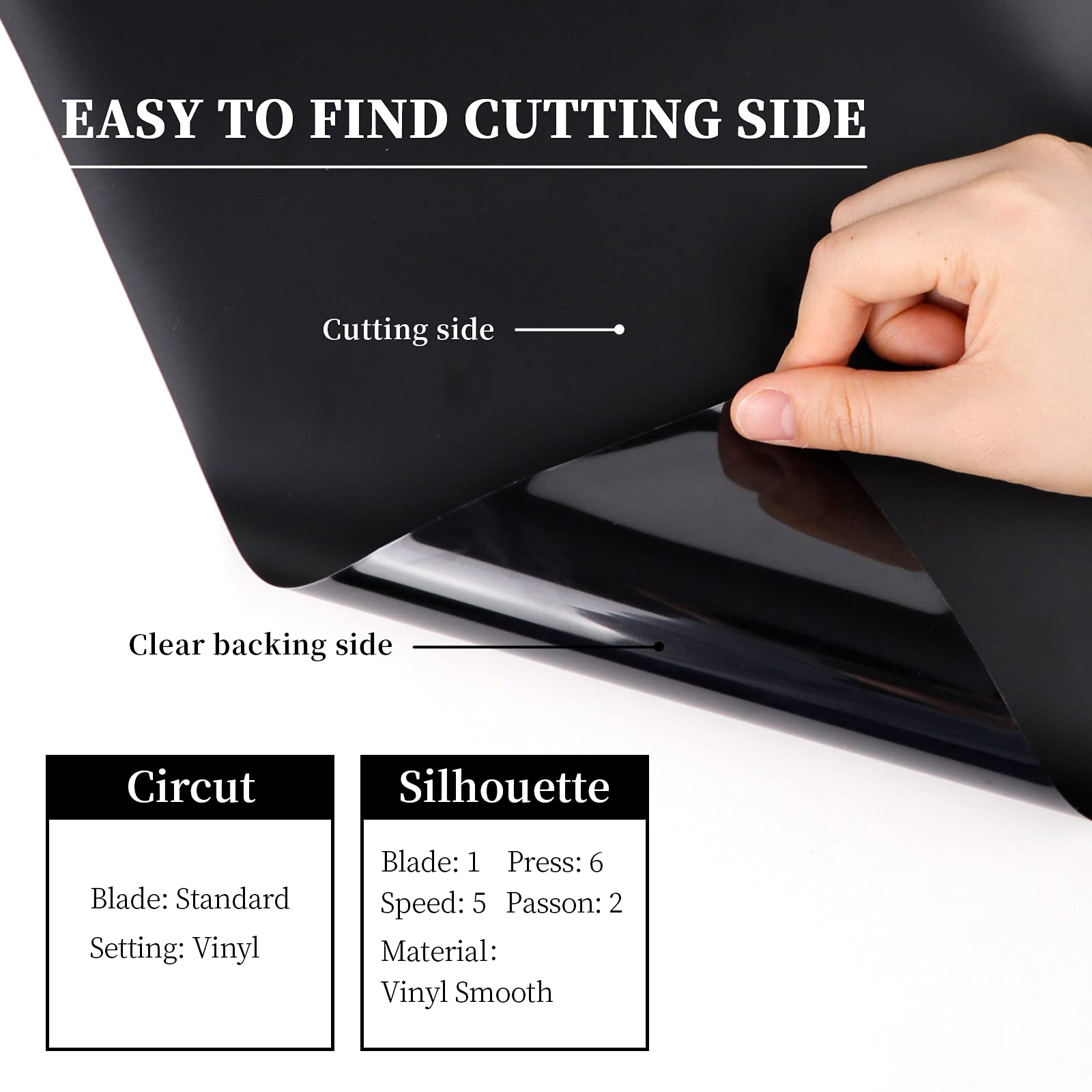 YRYM HT Permanent Adhesive Vinyl Rolls 12" x 5ft Matte Black Adhesive