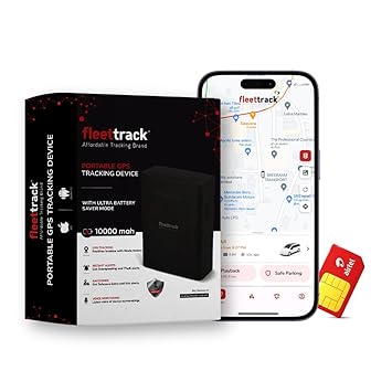 Fleettrack 10000mAh Wireless GPS Tracker for Car, Kids School Bag, Family Vehicles, Scooty or Anything with 1 Year Sim Card + (Android & iOS) App