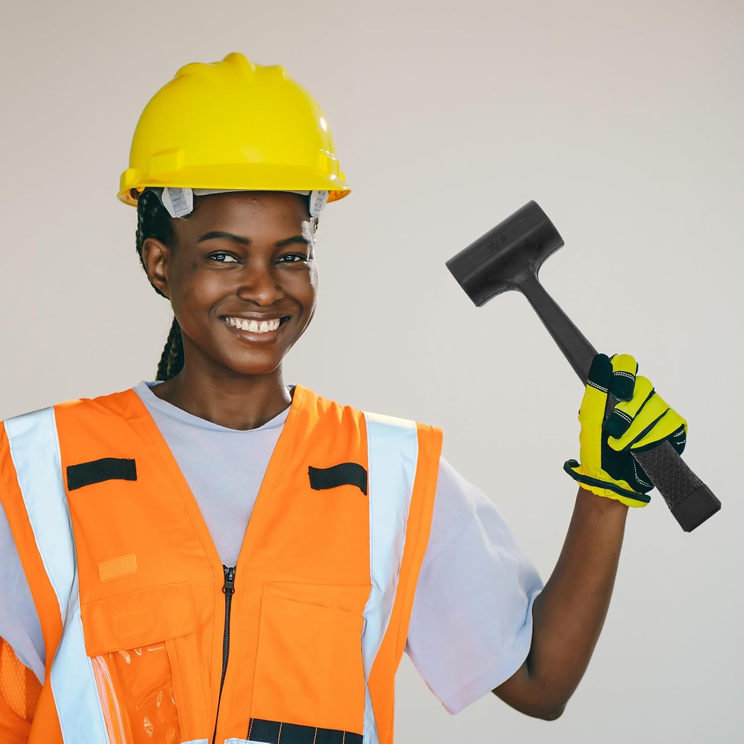 2 Pcs Anti-slip Rubber Hammers Flooring Mallets Set 1lb 1.5lb Shock-absorbing Rubber Hammer for Tile and Wood Floor Installation