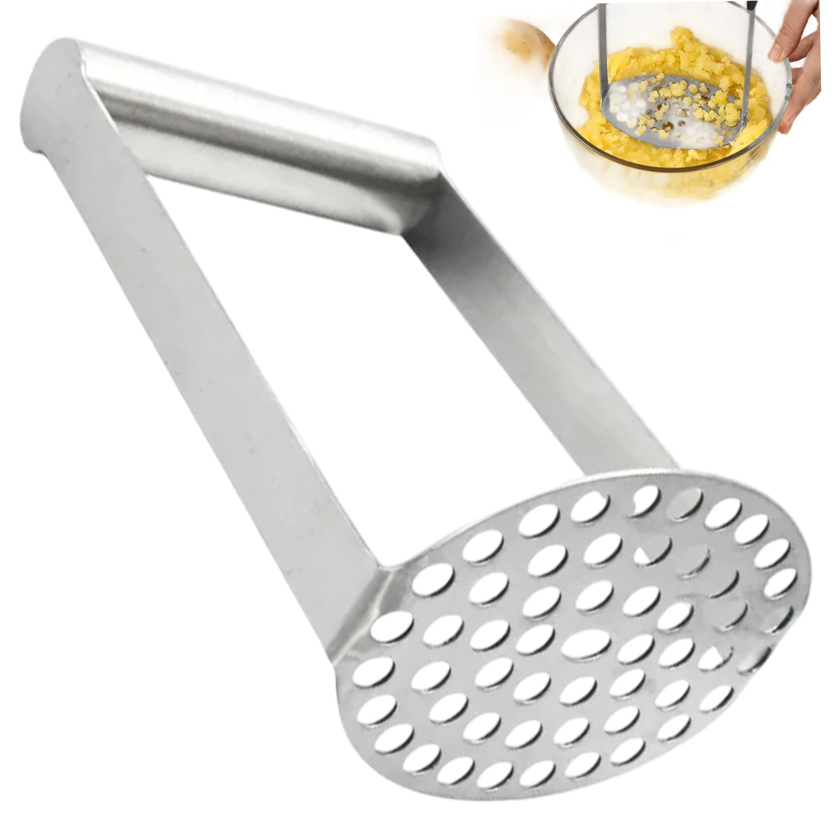 AwnsIMfreien Stainless Steel Potato Masher, Potato Masher, Heavy Duty Stainless Steel with Ergonomic Horizontal Handle for Potatoes, Avocados, Beans