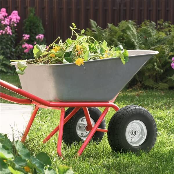 Yaheetech Lot de 4pcs Roue increvable remorque pour diable brouette chariot jante en acier 255 mm