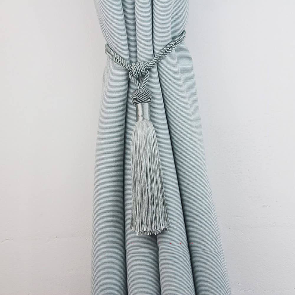 Vorhangseile Tiebacks, 1 Paar Vorhang-Cliphalter, Raffhalter, Schnallenclips, Vorhanggurte, Rayon-Quasten, Vorhangzubehör, Heimfensterdekor(Blue)