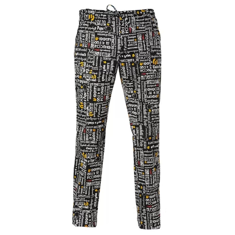 Giblor's Pantalone ALAN da Cuoco Chef Cucina in Cotone Unisex Slim Fit MENU NERO
