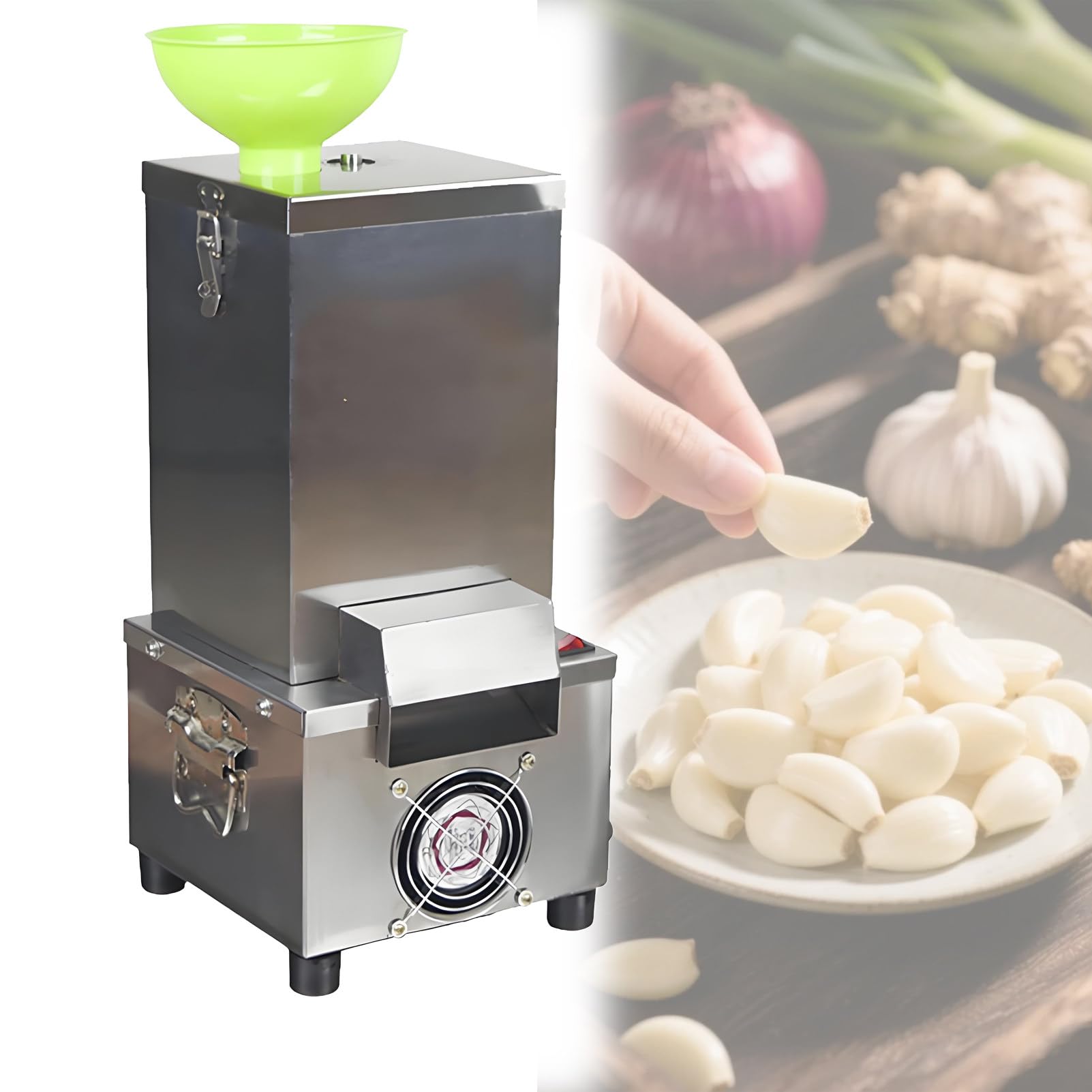 Pnpaea Electric Garlic Peeler 200W,Stainless Steel Garlic Peeling Machine,30kg/h Capacity,Stainless Steel Garlic Peeling Machine,for Restaurants, Efficiency 98%