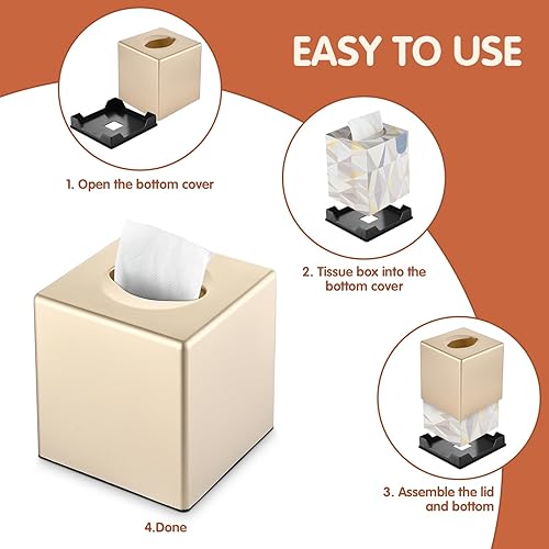 Miniatura 6 de Funda para caja de pañuelos, soporte cuadrado para pañuelos faciales para tocador de baño, encimeras, aparadores, mesita de noche, salones y