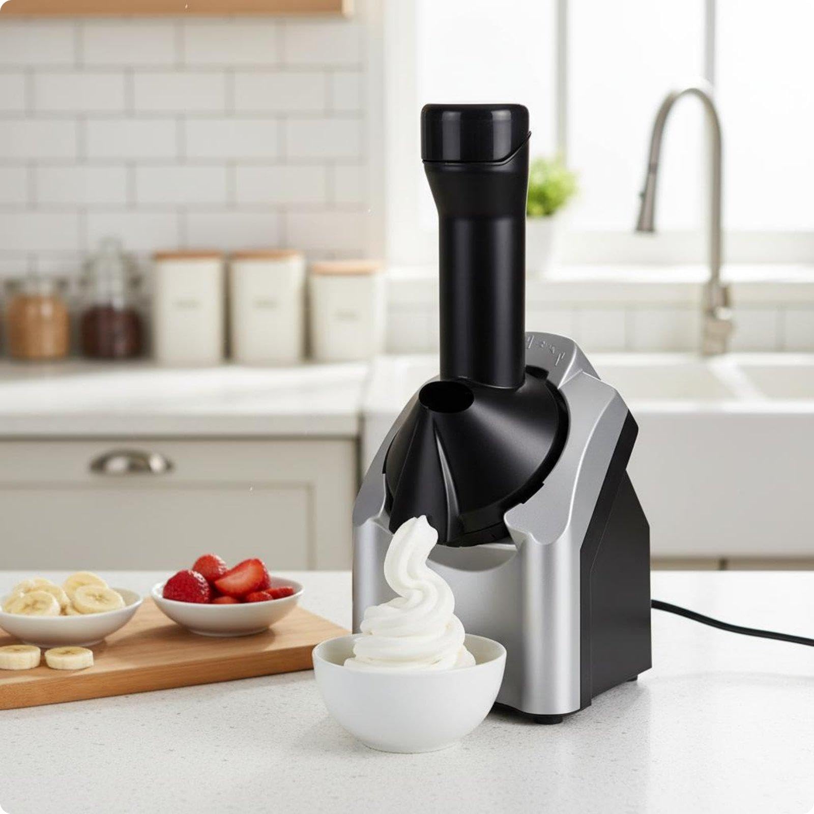 Ice Cream Maker Home-Crafted Dessert Automatic Ice Dessert Machine Easy to Clean Food Appliance for Kids Silver Black Ice Cream Maker-EU-image-36