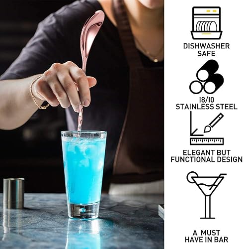 Miniatura 3 de Cuchara mezcladora de cóctel de 12 pulgadas, acero inoxidable, paquete de 2 cucharas de barra agitadora con patrón en espiral para coctelera y tazas