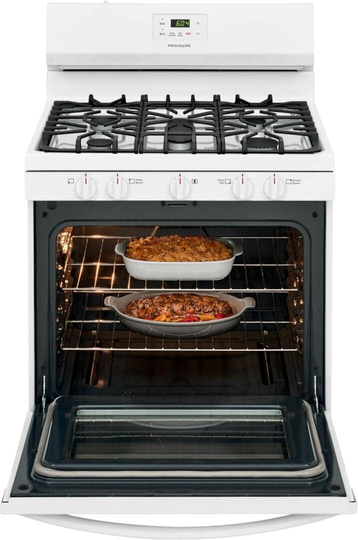 Frigidaire FCRG3052AW 30" Freestanding Gas Range with 5 Sealed Burners 5 cu. ft. Oven Capacity in White