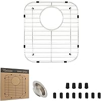 YORZSDI Kitchen Sink Protector Grid 11.75x12.25 Inch Rear Drain 304 Stainless Steel with Strainer Non-Slip Feet