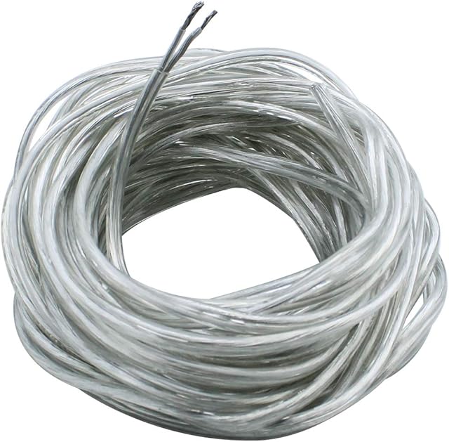 JaneYi 10 Meter Transparent Wire 2 Core Electrical Wire PVC Flexible Cable 0.75mm² 5A Copper Core Flat Flex Cable Cuttable Extension Cable for Installing Low-Power Household Appliances